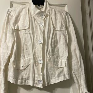 EUC white linen CABI jacket